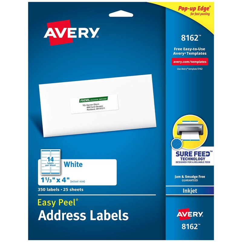 350 ETIQUETAS ADHESIVAS AVERY INKJET 34X102 MM BLANCA 25HJS - 1