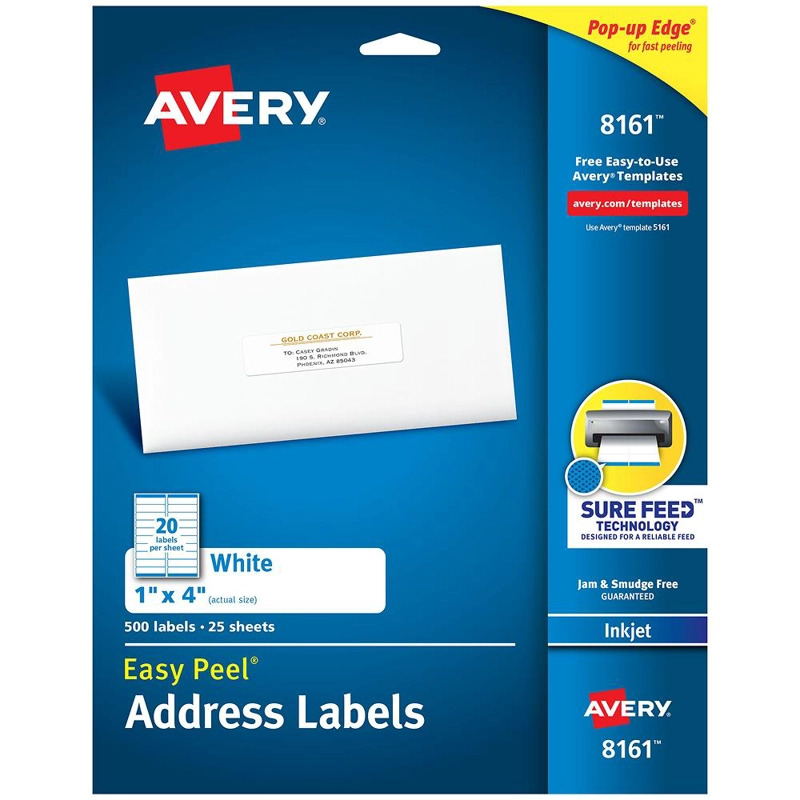 500 ETIQUETAS ADHESIVAS AVERY INKJET 25X102 MM BLANCA 25HJS - 1