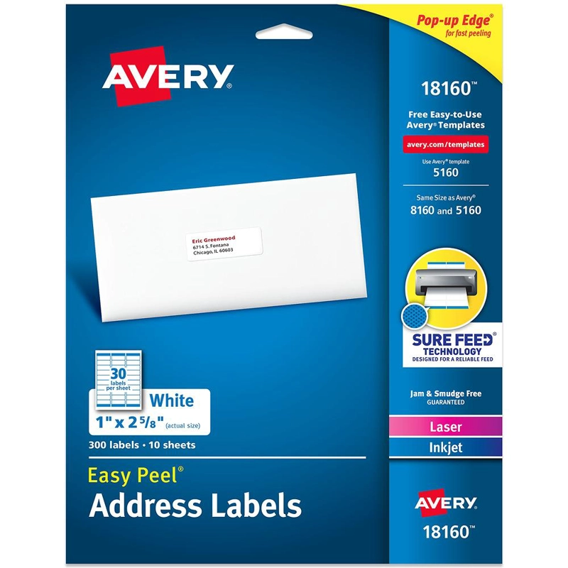 300 ETIQUETAS ADHESIVAS AVERY LASER/INKJET 25X67 MM 10HJS - 1