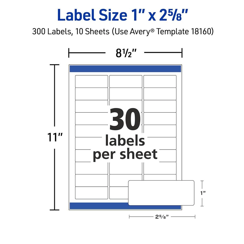 300 ETIQUETAS ADHESIVAS AVERY LASER/INKJET 25X67 MM 10HJS - 2