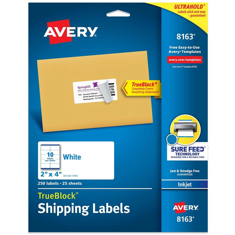 250 ETIQUETAS ADHESIVAS AVERY INKJET 50X100 MM BLANCA 25HJS - 8