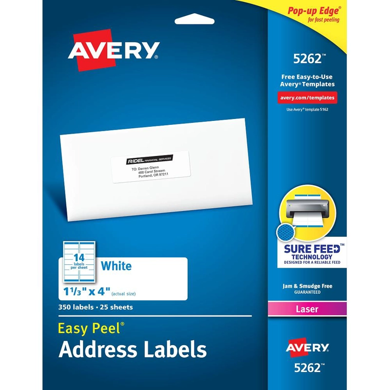 350 ETIQUETAS ADHESIVAS AVERY LASER 34X102 MM BLANCA 25HJS - 1