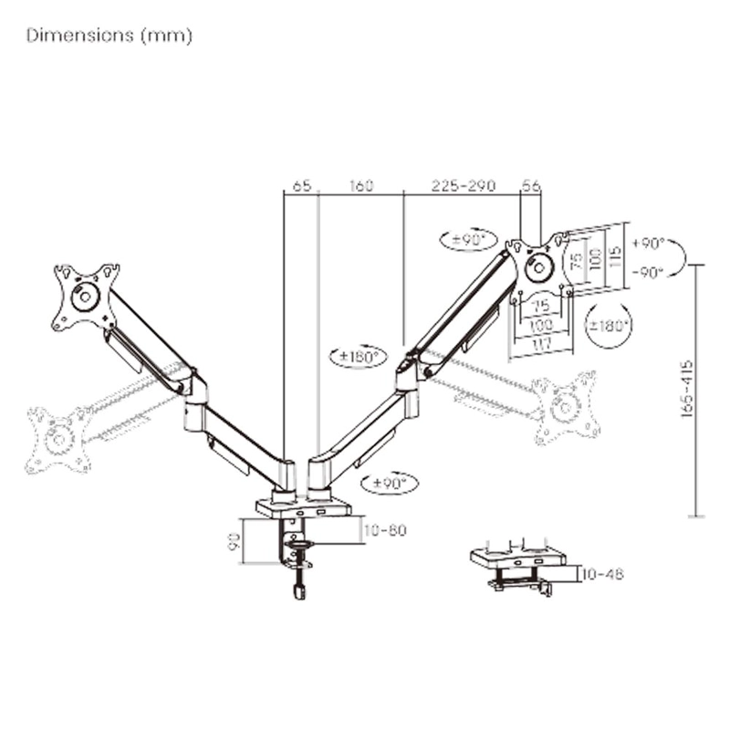 SOPORTE MONITOR A GAS 2 BRAZOS ESCRITORIO DE 17'-32' NEGRO - 7