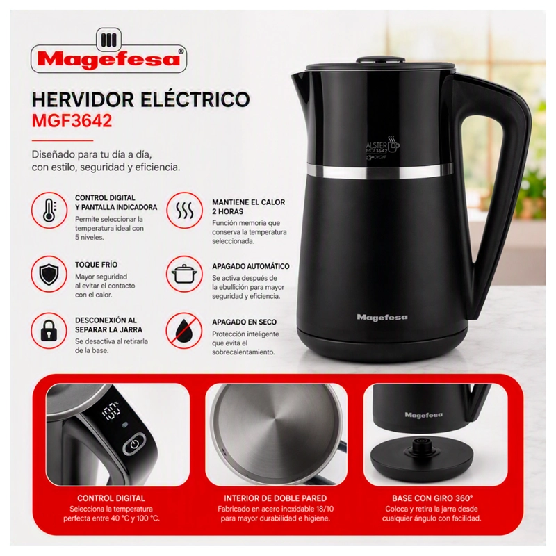 HERVIDOR DIGITAL 1.7L MAGEFESA ALSTER DIGIT MGF3642 - 2