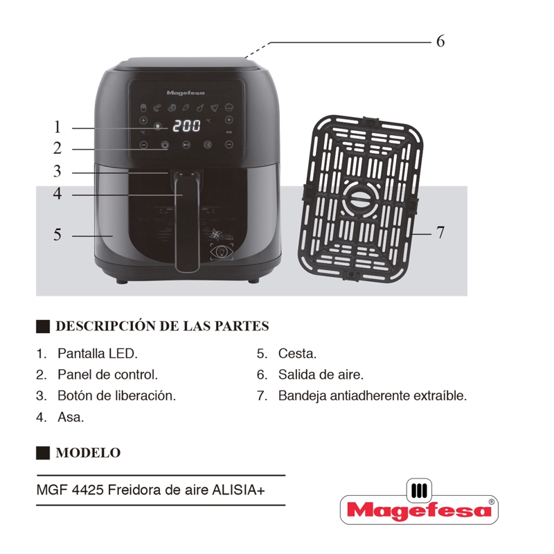 FREIDORA DE AIRE MAGEFESA ALISIA 8L 1700W - 3
