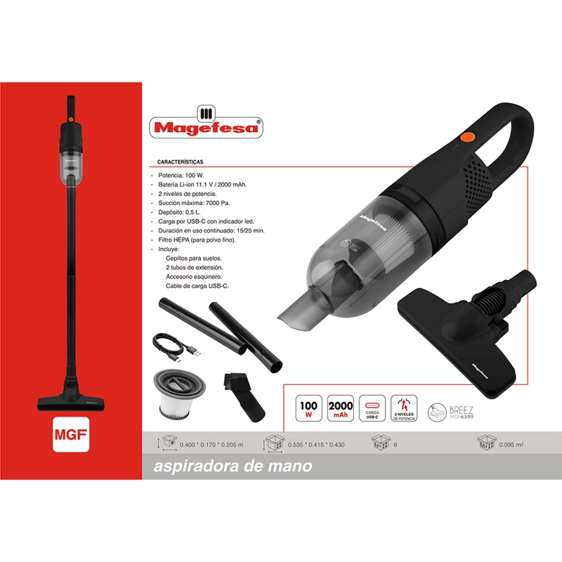 ASPIRADORA DE MANO INALAMBRICA MAGEFESA 100W- - 7