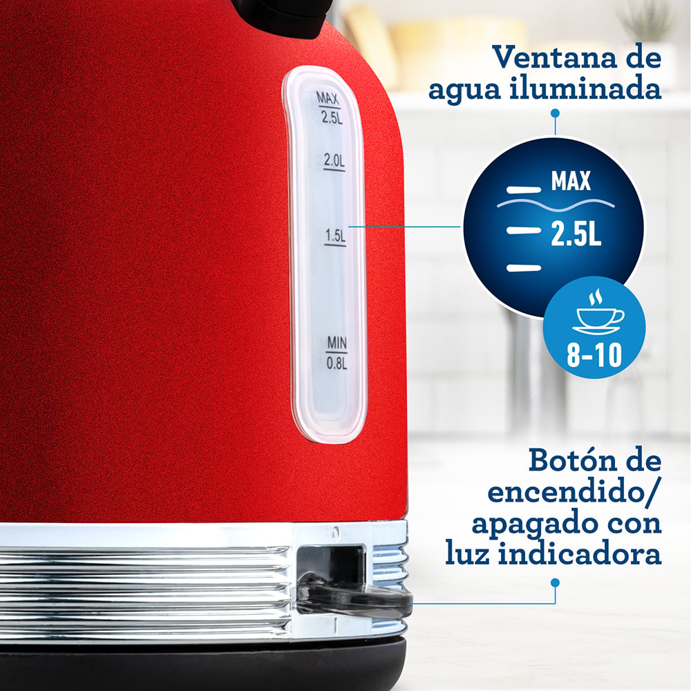 HERVIDOR ELÉCTRICO OSTER BVSTKT900R-052 CON CAPACIDAD DE 2.5 LT BVSTKT900R - 2