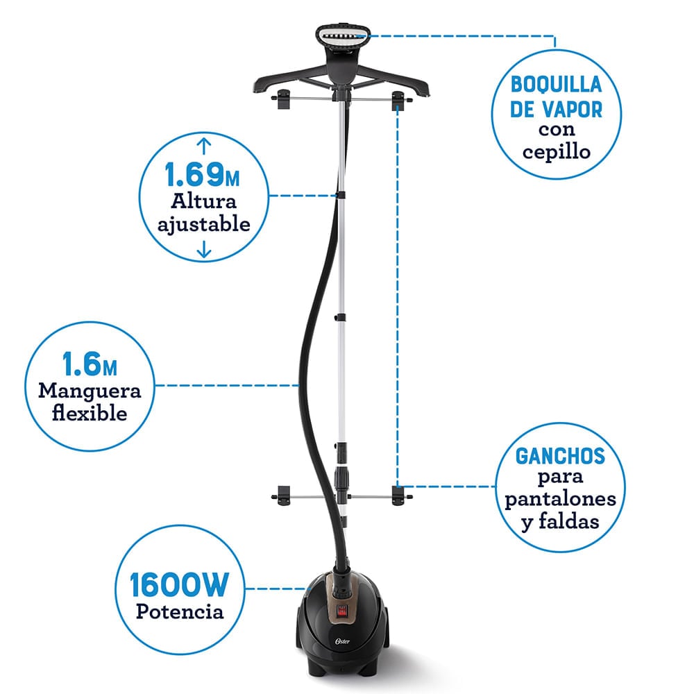 VAPORIZADOR OSTER PRENDAS ® CON GANCHO PANTALON GCSTGS7000 NEGRO - 3