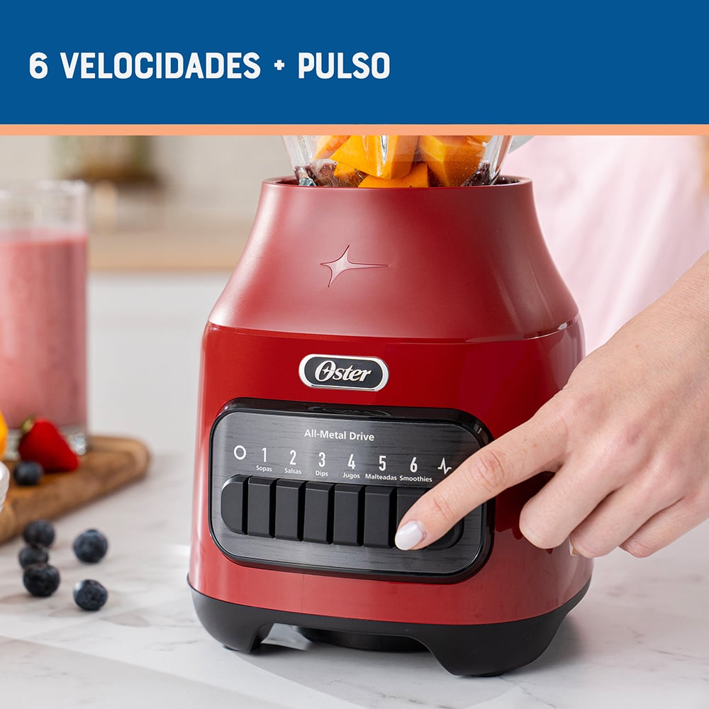 LICUADORA OSTER BLSTPEG-RPB-052 800 W 1.5 L VASO VIDRIO 6 VELOCIDADES + PULSO BLSTPEGRPB - 2