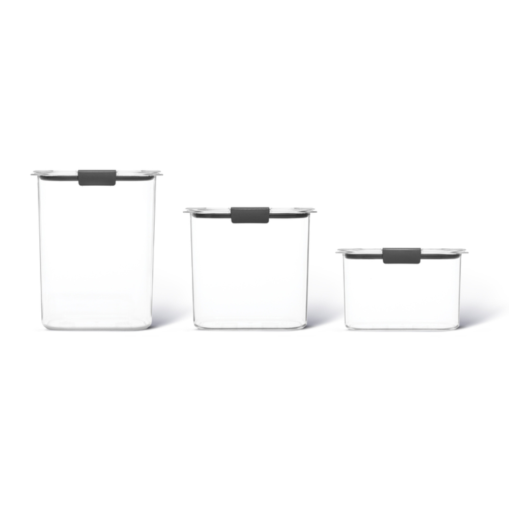 SET DE 3 CONTENEDORES HERMÉTICOS RUBBERMAID BRILLIANCE DE 1.8 L, 2.8 L Y 3.7 L - 2