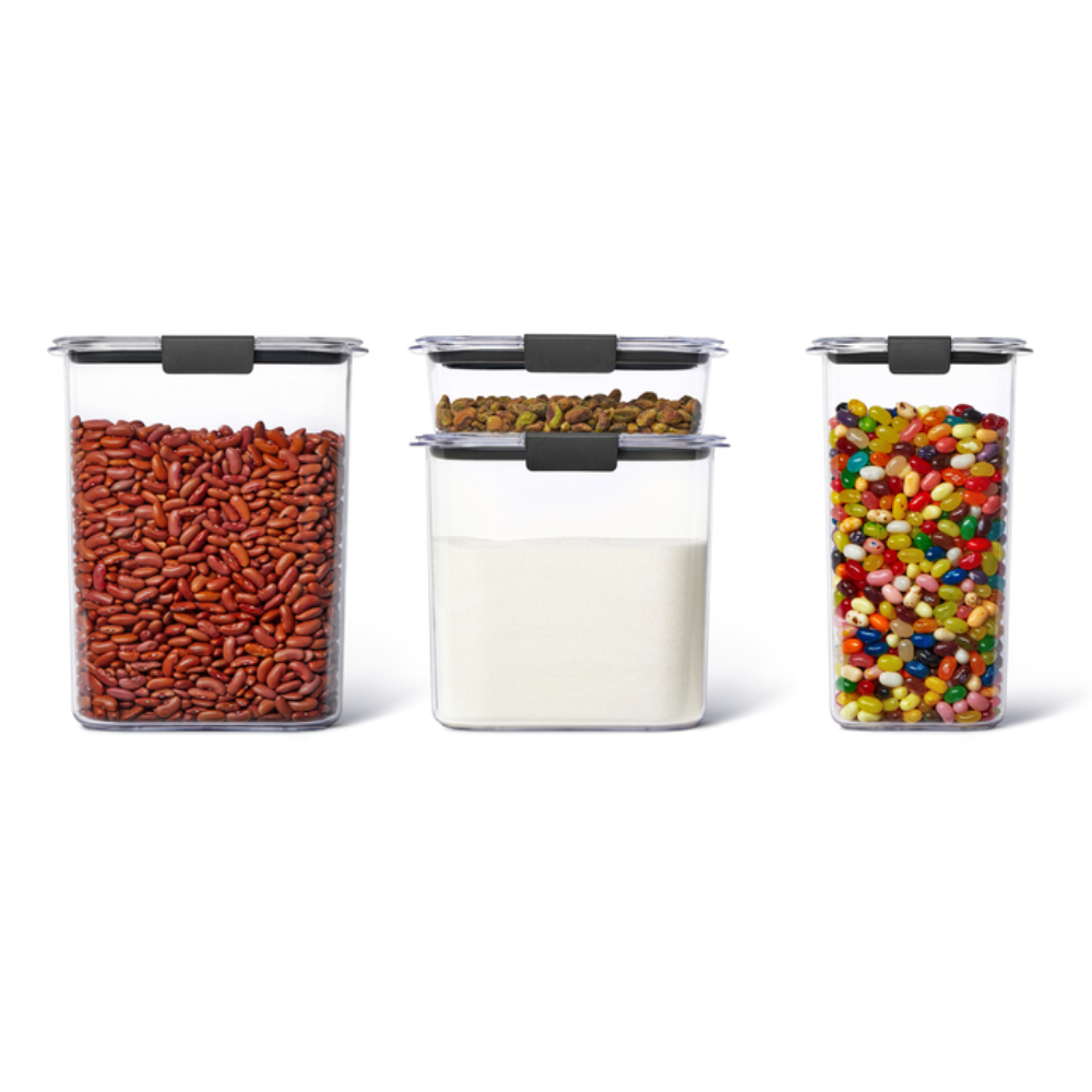 SET DE 4 CONTENEDORES HERMÉTICOS RUBBERMAID BRILLIANCE DE 760 ML, 1.5 L, 2.8 L Y 3.7 L - 1