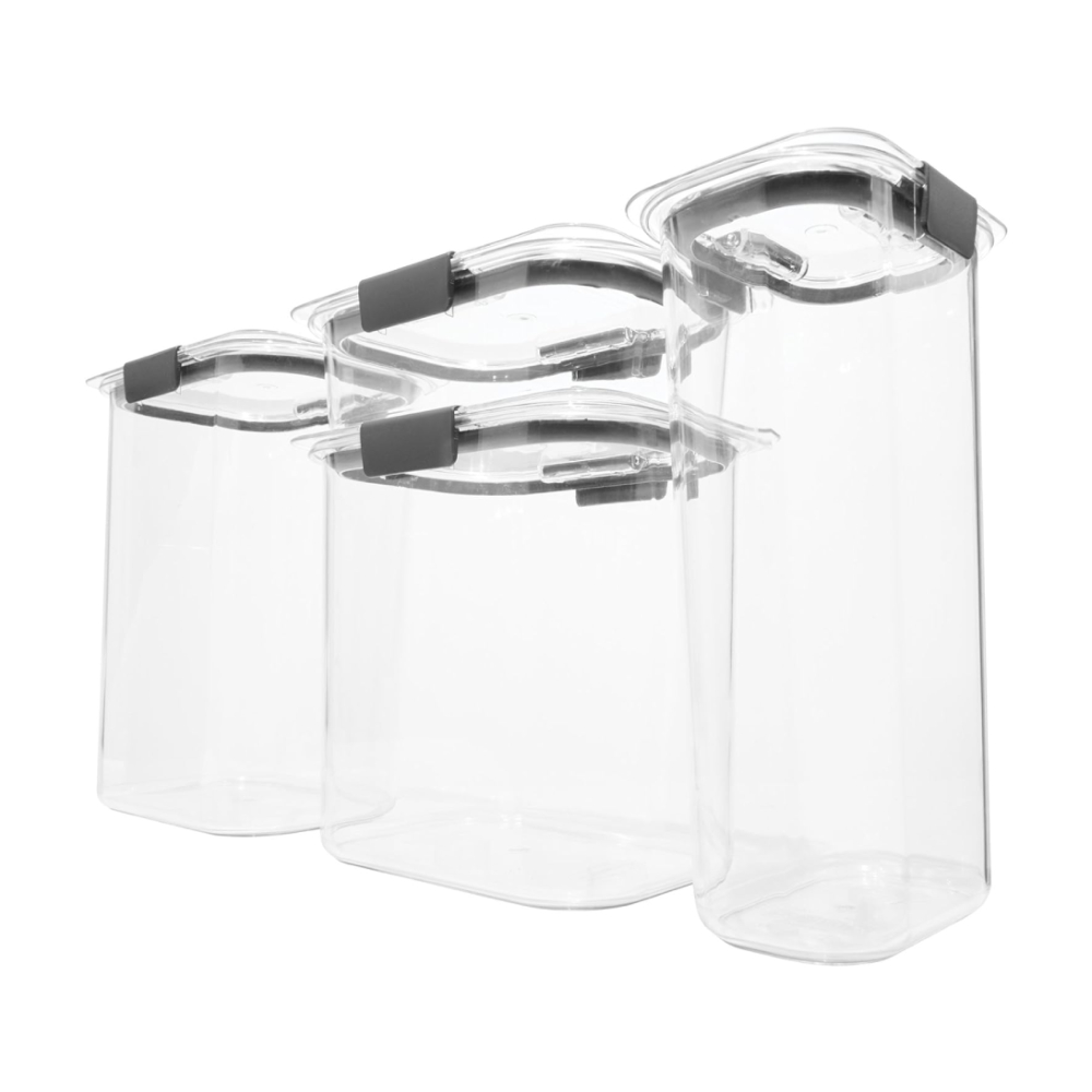 SET DE 4 CONTENEDORES HERMÉTICOS RUBBERMAID BRILLIANCE DE 760 ML, 1.5 L, 2.8 L Y 3.7 L - 2