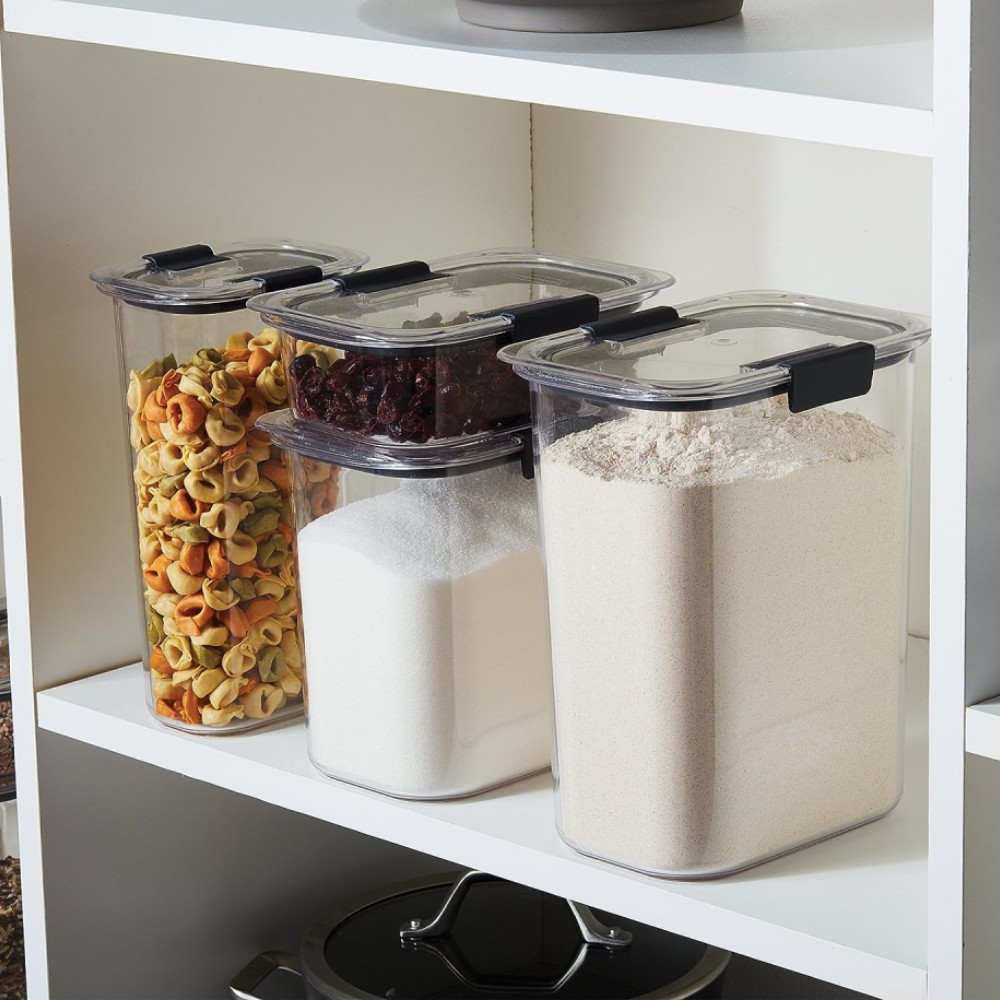 SET DE 4 CONTENEDORES HERMÉTICOS RUBBERMAID BRILLIANCE DE 760 ML, 1.5 L, 2.8 L Y 3.7 L - 4