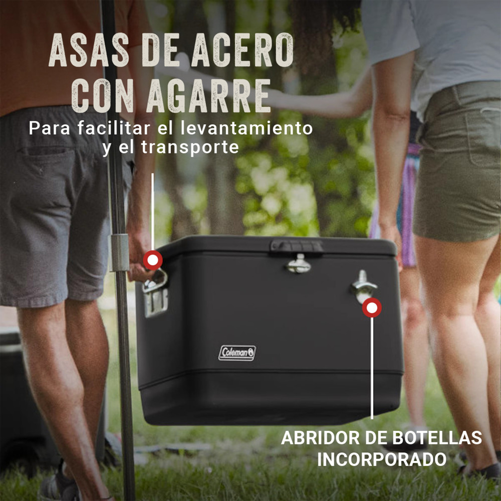 COOLER COLEMAN REUNION CAPACIDAD 54 QT / 51 LT NEGRO - 4