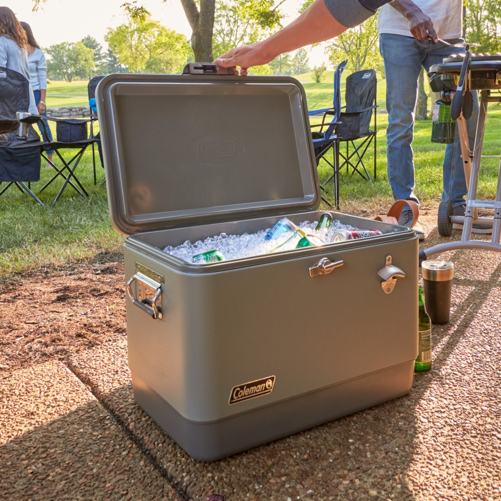 COOLER COLEMAN REUNION CAPACIDAD 54 QT / 51 LT VERDE MUSGO ACERO - 7