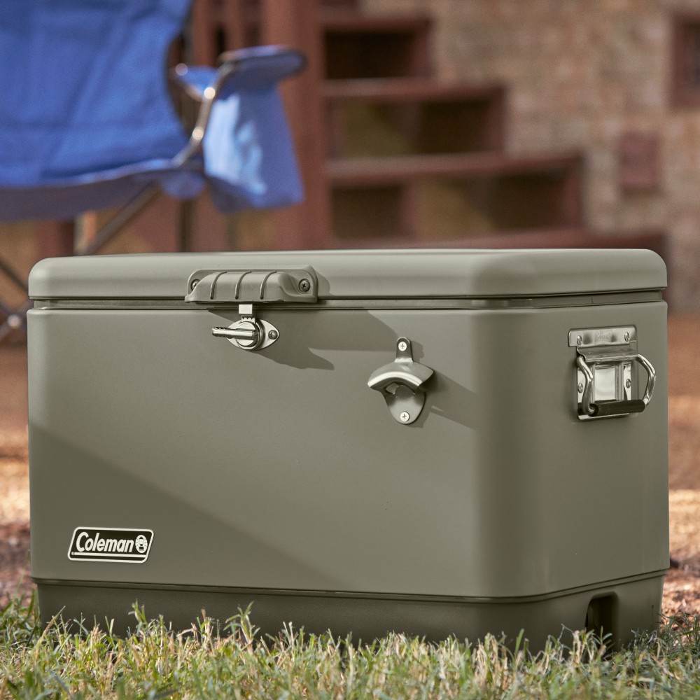 COOLER COLEMAN REUNION CAPACIDAD 54 QT / 51 LT VERDE MUSGO ACERO - 8