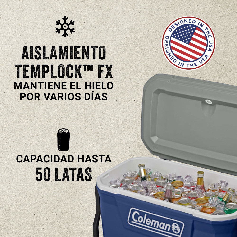 COOLER COLEMAN 316 CON RUEDAS AZUL 58 LT / 62 QT - 2