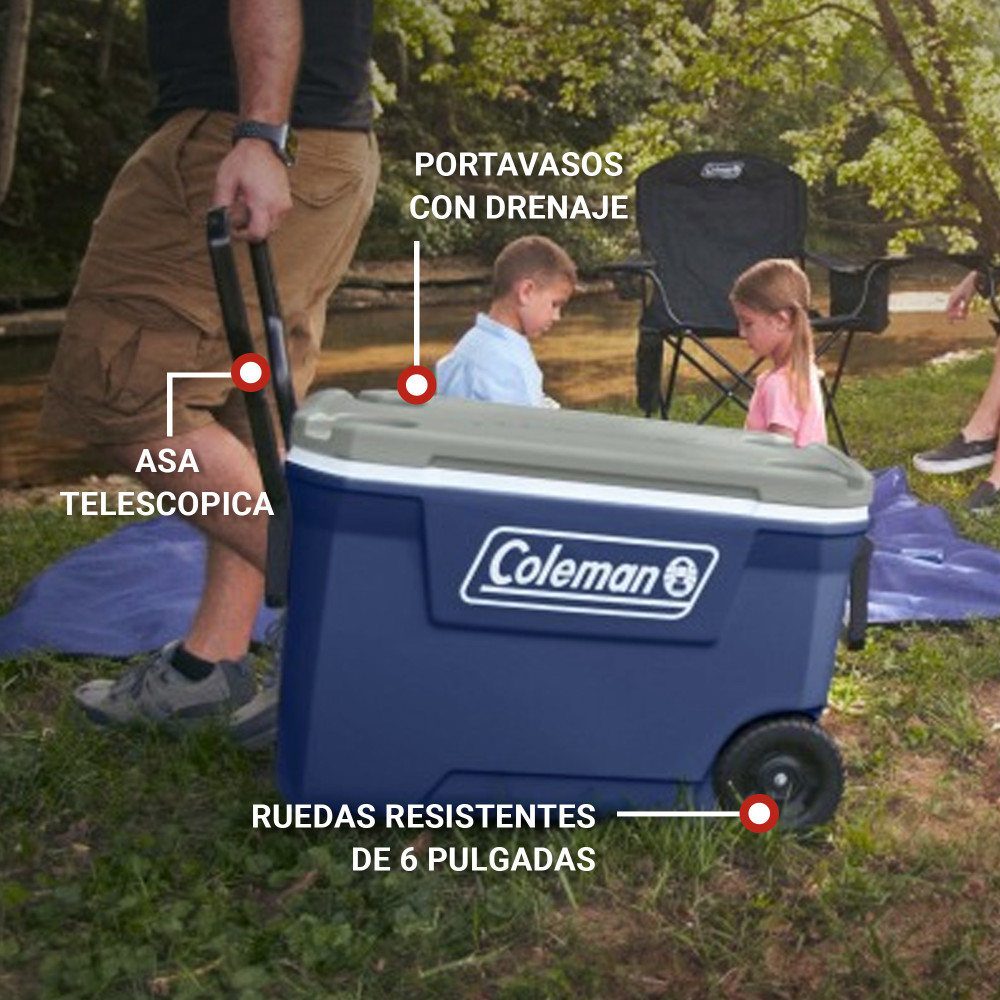 COOLER COLEMAN 316 CON RUEDAS AZUL 58 LT / 62 QT - 3