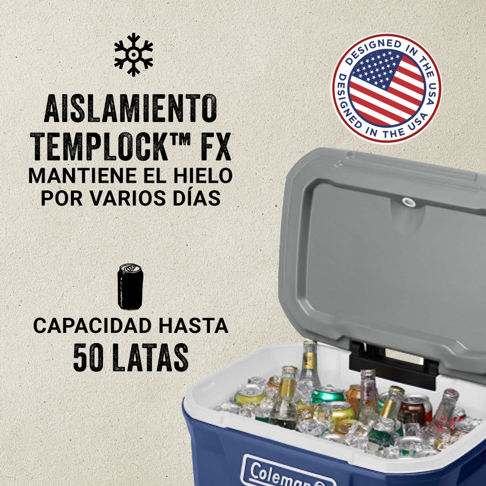 COOLER COLEMAN 316 CON RUEDAS AZUL 61 LT / 65 QT - 4