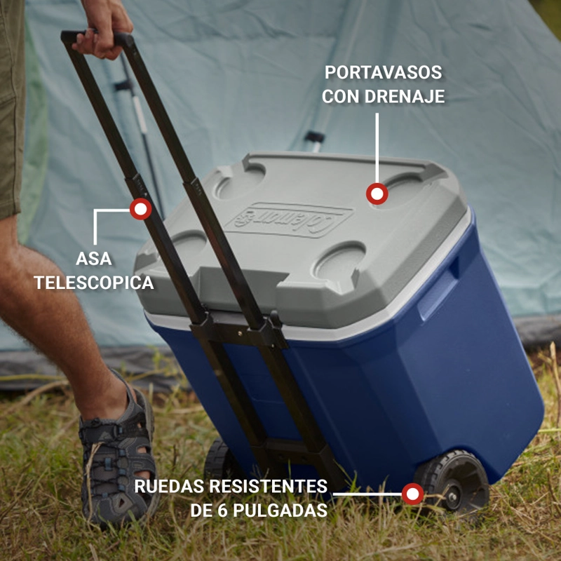 COOLER COLEMAN 316 CON RUEDAS AZUL 61 LT / 65 QT - 5
