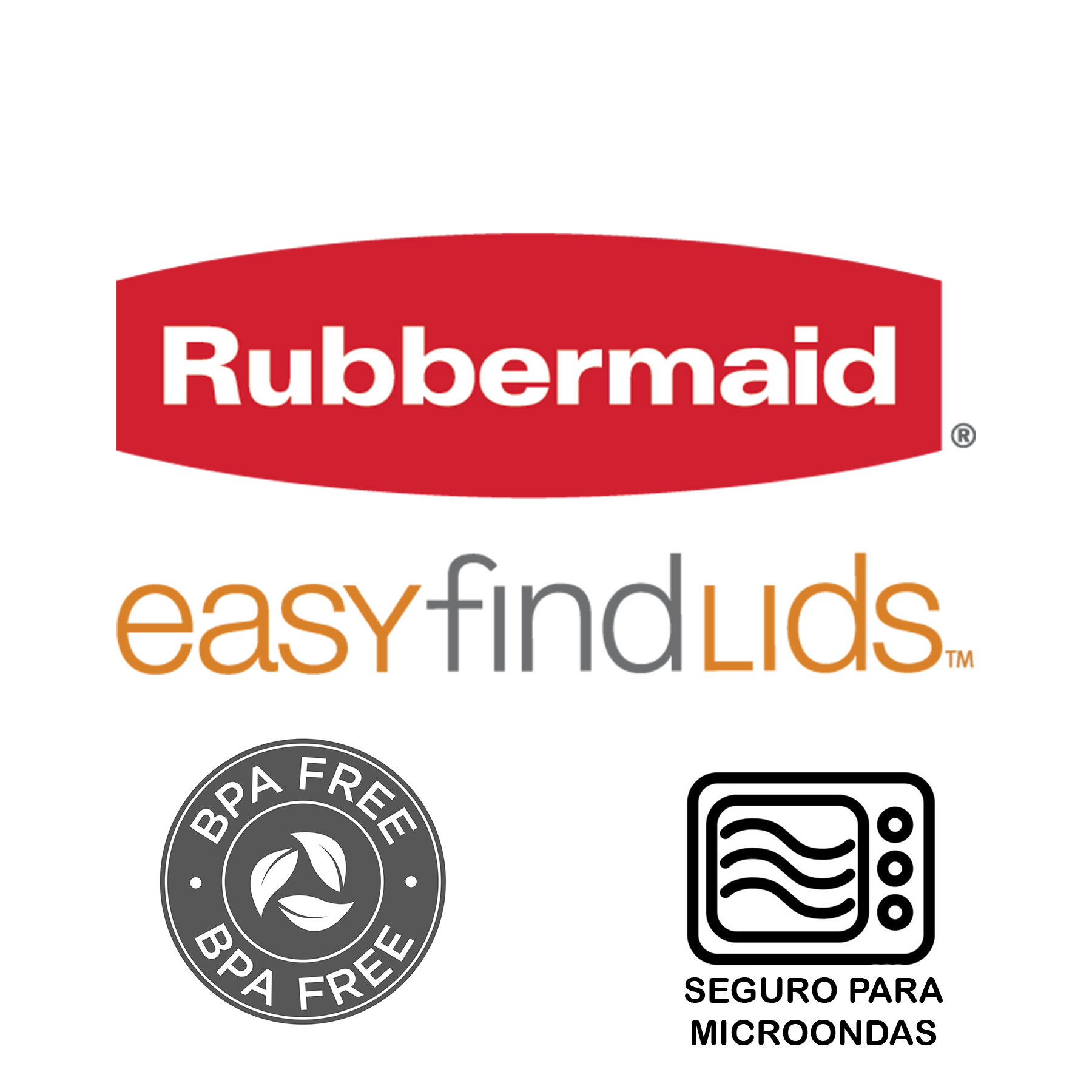 SET DE 4 CONTENEDORES HERMÉTICOS EASY FIND LIDS RUBBERMAID DE 1.3 L - 4