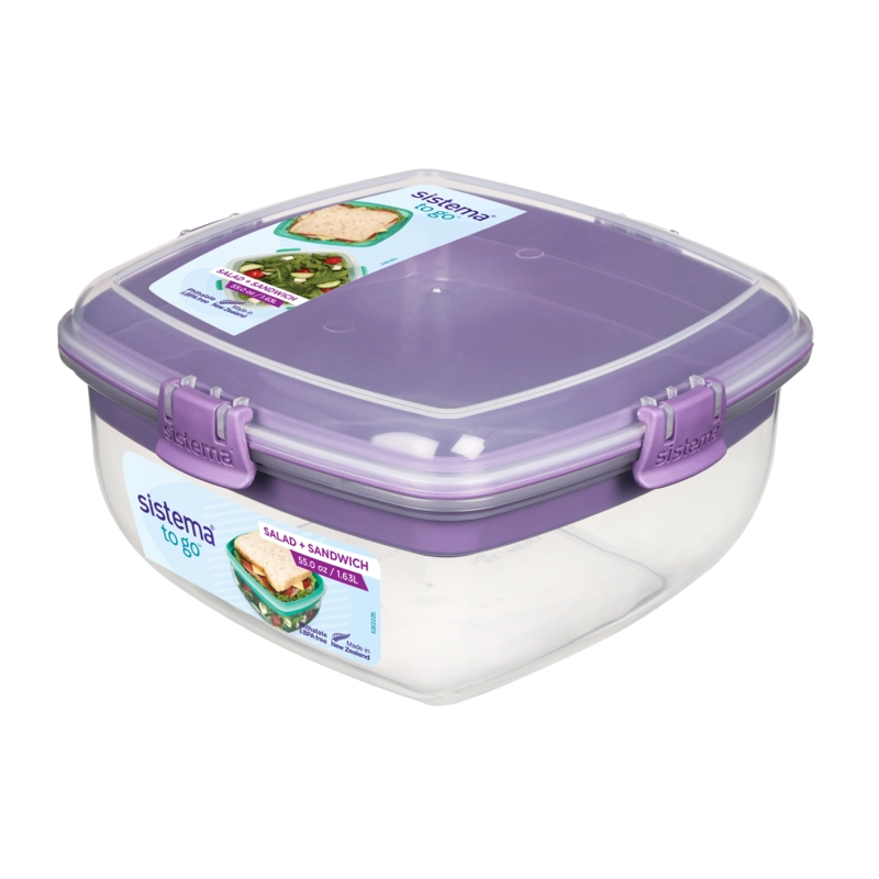 CONTENEDOR PARA ENSALADA + SANDWICH SISTEMA TO GO DE 1.63 L - 2
