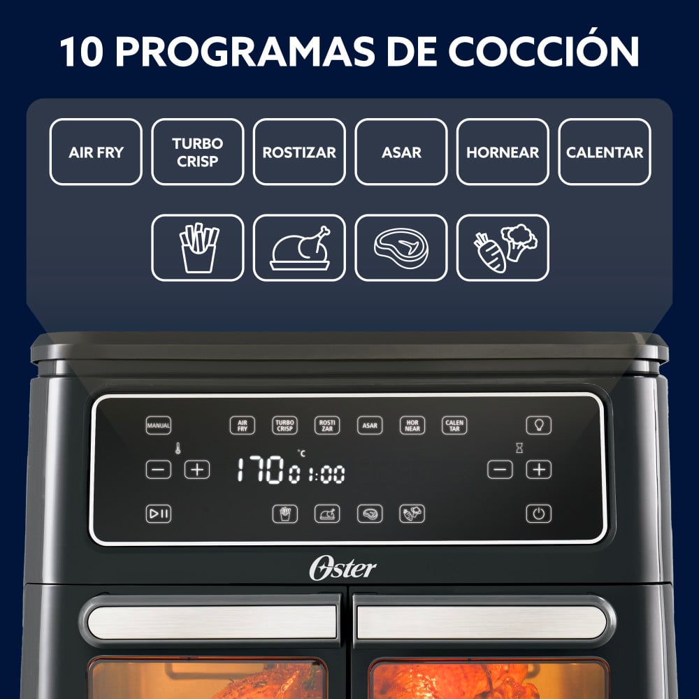 FREIDORA DE AIRE OSTER FLEX 2 ZONAS 11 LT DIAMONDFORCE - 5