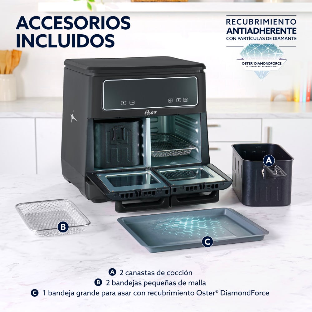 FREIDORA DE AIRE OSTER FLEX 2 ZONAS 11 LT DIAMONDFORCE - 8