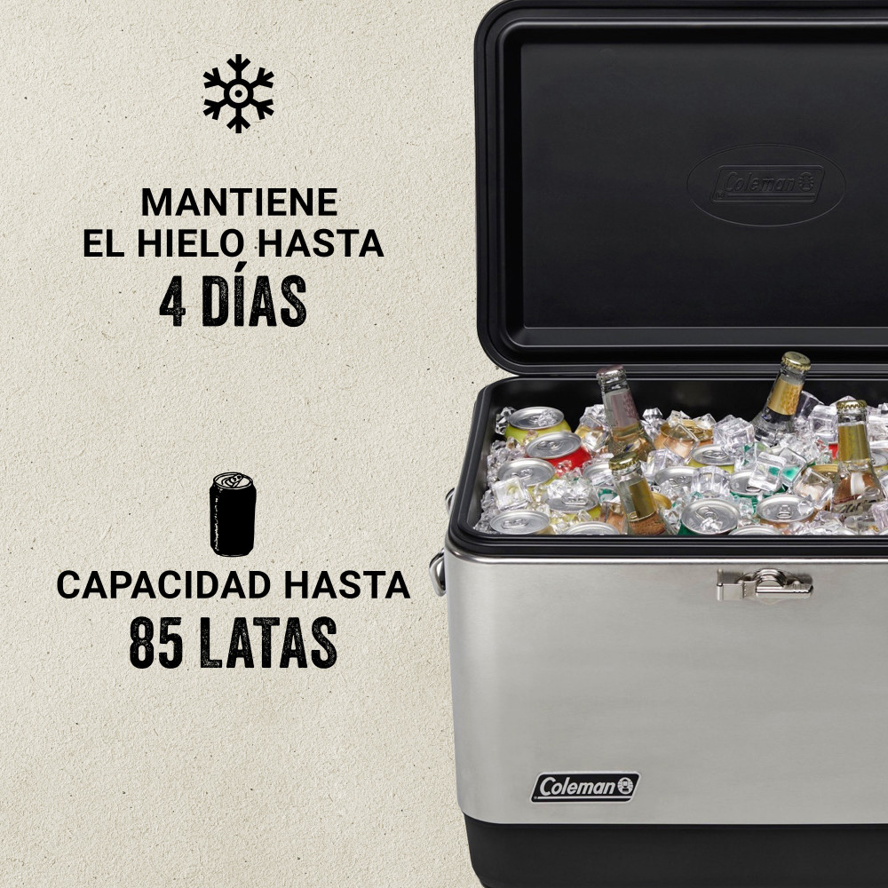 COOLER COLEMAN REUNION 54 QT / 51 LT ACERO INOXIDABLE - 6