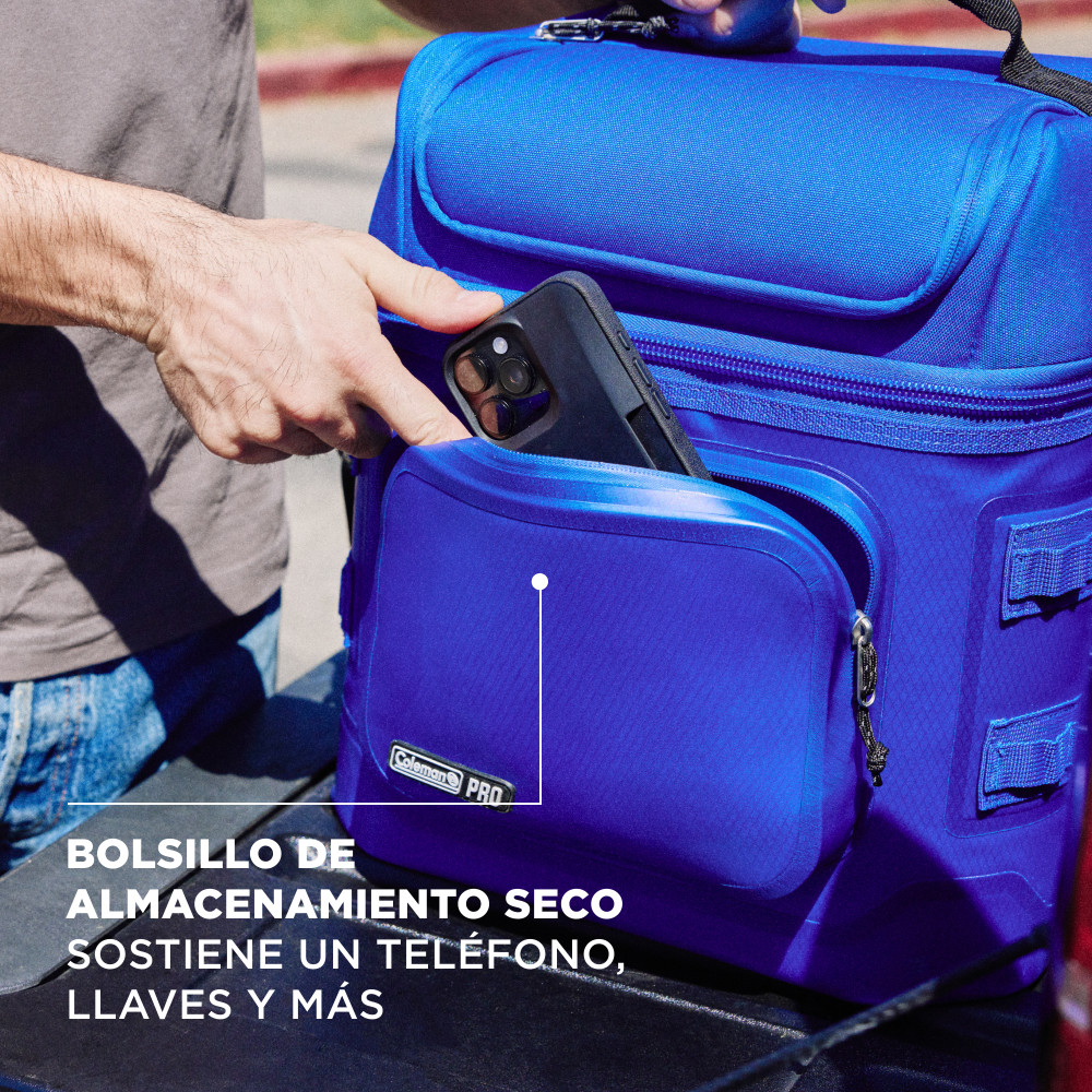SOFT COOLER COLEMAN PRO LONCHERA AISLADA PORTATIL 24 LATAS AZUL - 4