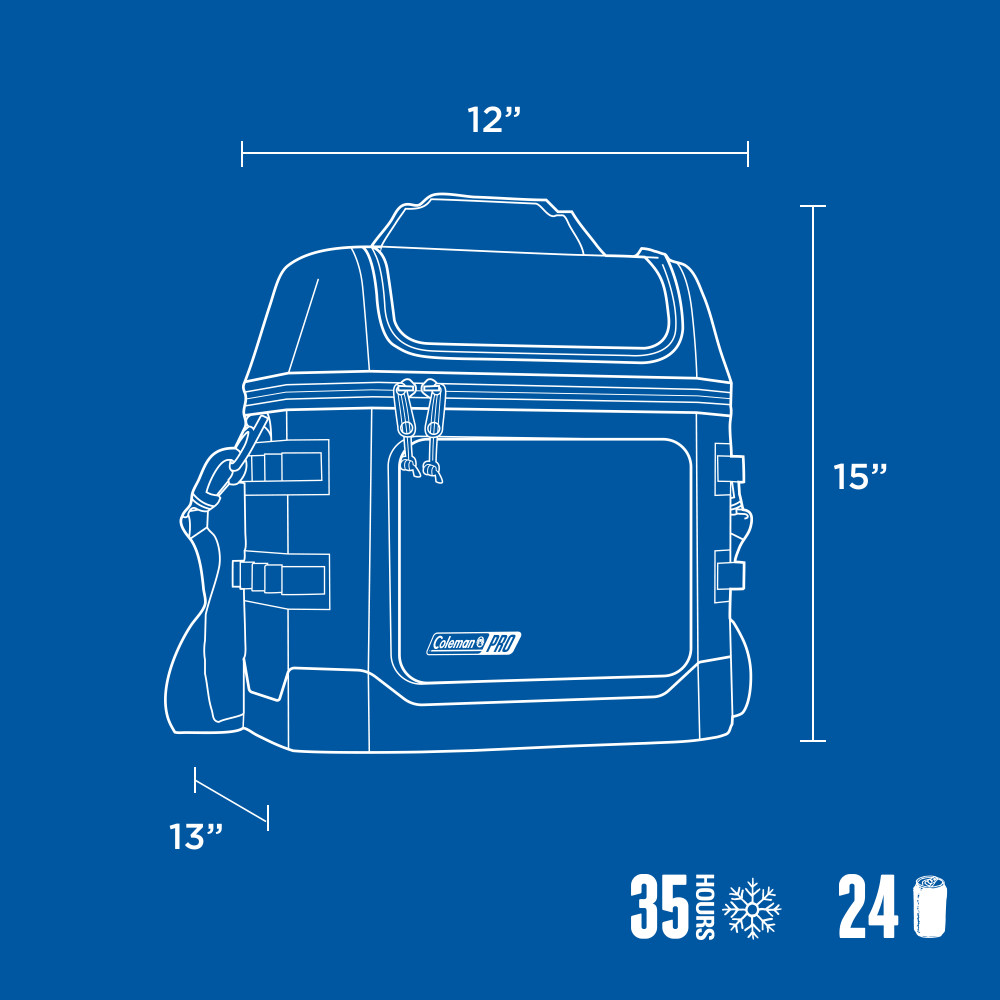SOFT COOLER COLEMAN PRO LONCHERA AISLADA PORTATIL 24 LATAS AZUL - 6