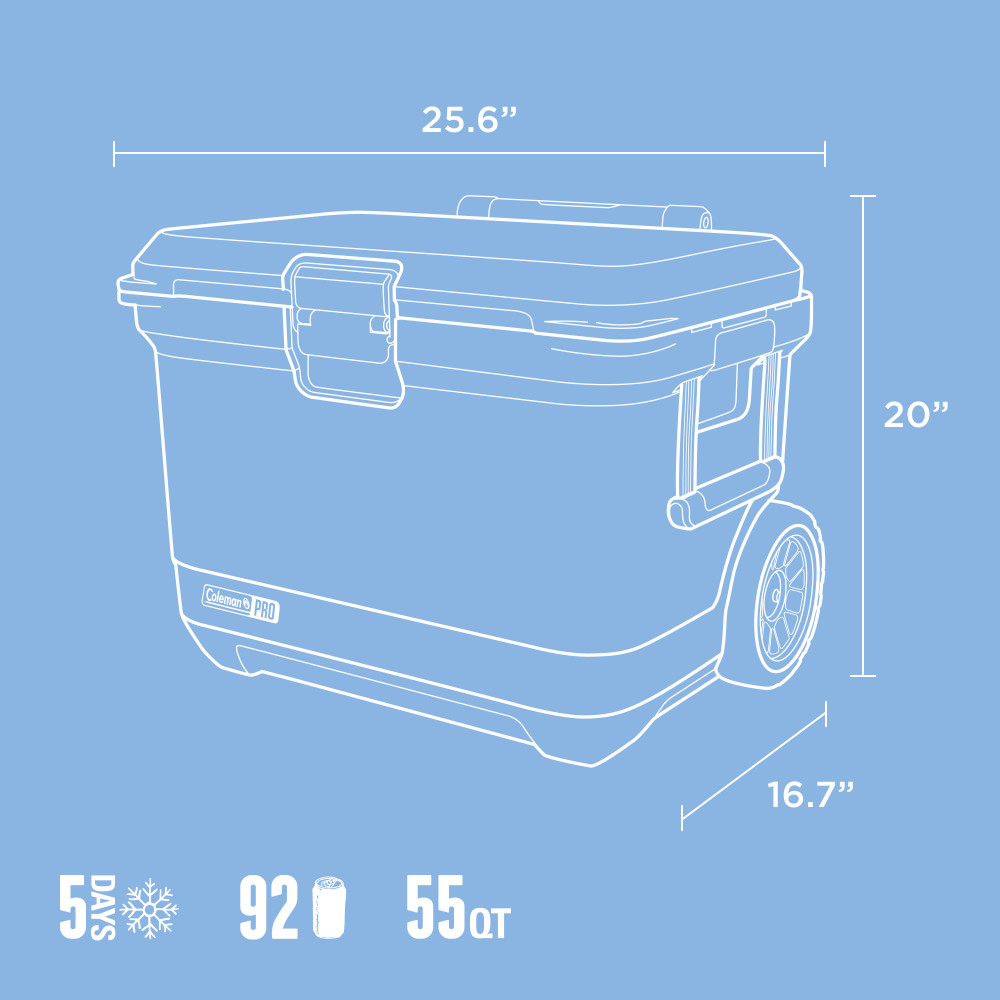 COOLER COLEMAN PRO CAPACIDAD 52 LT / 55 QT CELESTE - 8