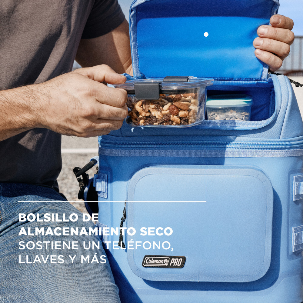 SOFT COOLER COLEMAN PRO LONCHERA AISLADA PORTATIL 24 LATAS CELESTE - 4