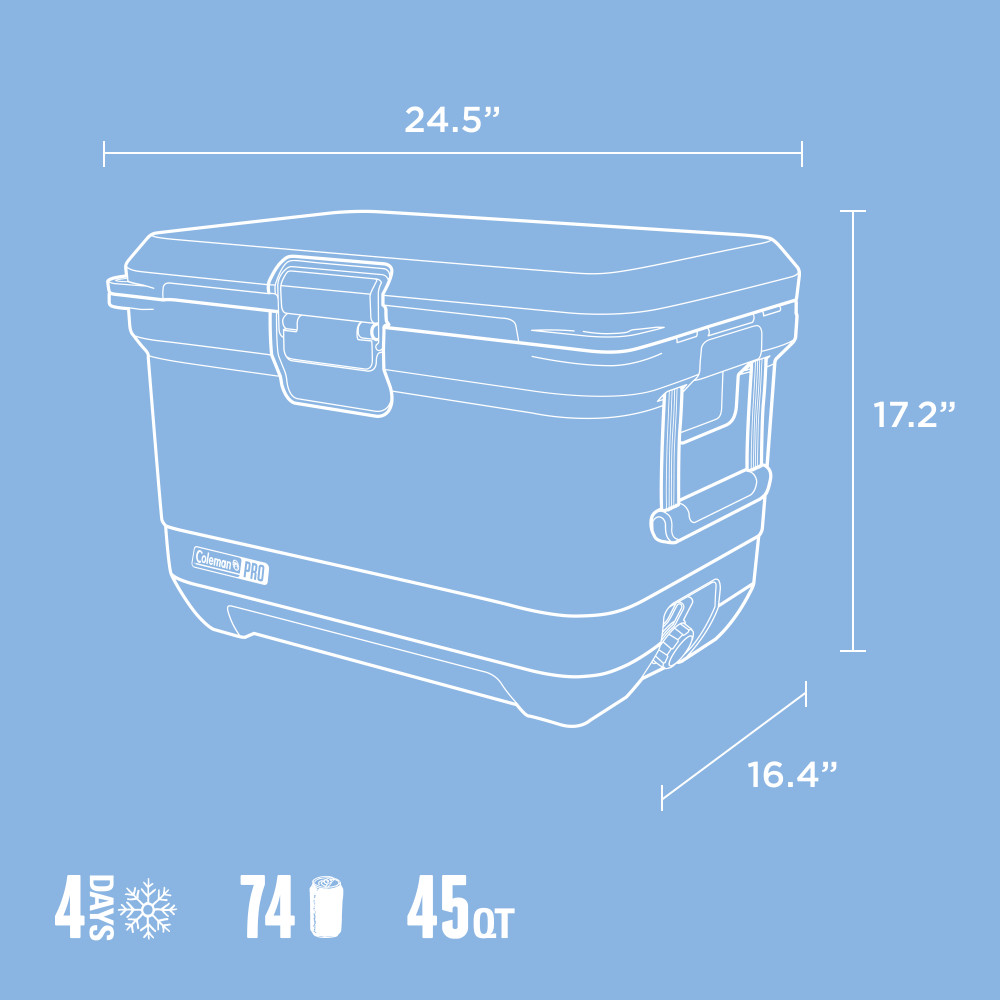 COOLER COLEMAN PRO CAPACIDAD 43 LT / 45 QT CELESTE - 8