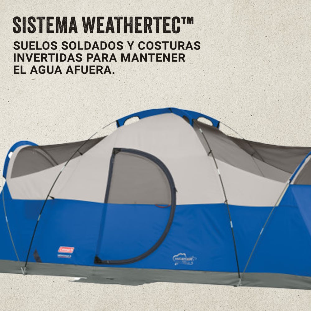 CARPA DE CAMPAÑA MONTANA COLEMAN FAMILIAR PARA 8 PERSONAS, AZUL - 4