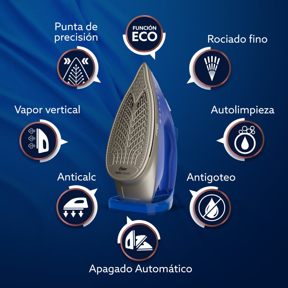PLANCHA VAPOR OSTER AEROGLIDE MAX S7800 AZUL GCSTAC7801 - 7