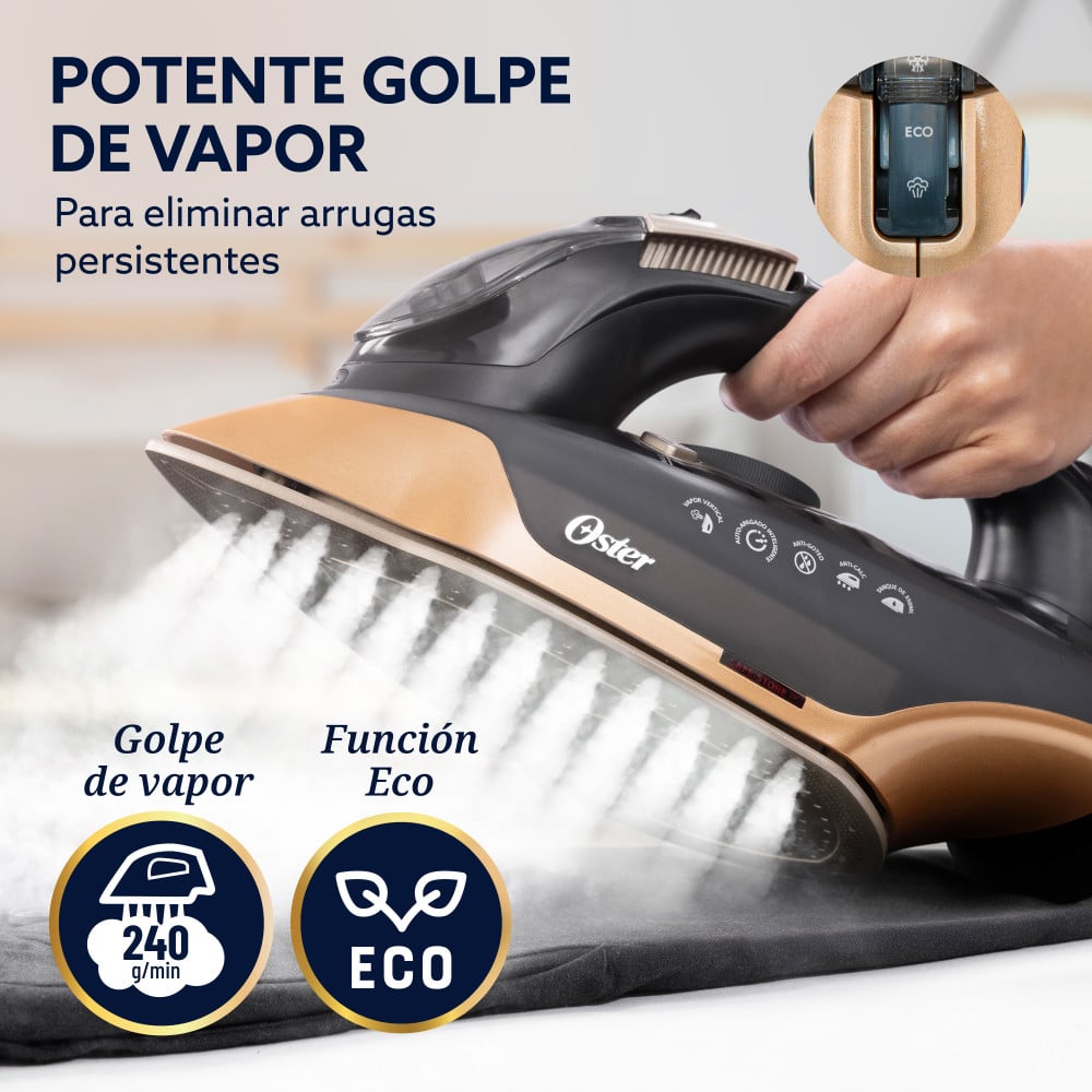 PLANCHA DE VAPOR OSTER PRESSXPRESS S9000 CERAMICA CON DIAMANTE BRONCE GCSTPX9001 - 4