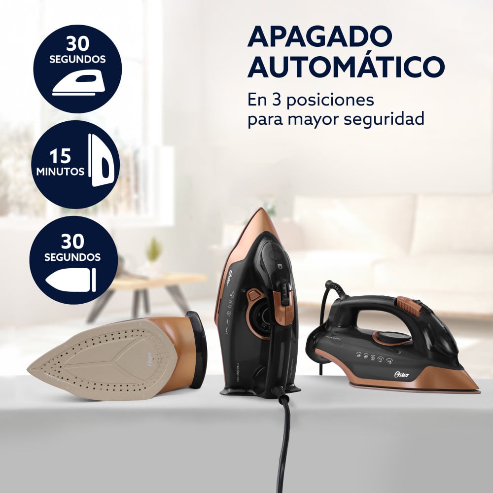 PLANCHA DE VAPOR OSTER PRESSXPRESS S9000 CERAMICA CON DIAMANTE BRONCE GCSTPX9001 - 10