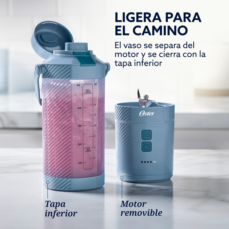 LICUADORA OSTER PORTATIL 590 ML RECARGABLE AZUL BLSTGFPMH20 - 6