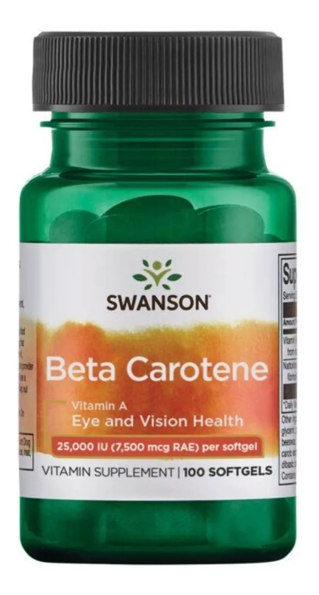 SUPLEMENTO ALIMENTICIO SWANSON BETACAROTENO 25.000UI MAX POTENCIA ANTIOX BRONCEADO 3 MESES - 1