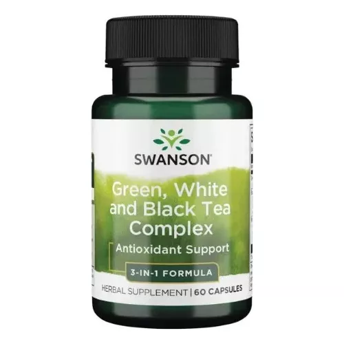 SUPLEMENTO ALIMENTICIO SWANSON GREEN, WHITE AND BLACK TEA COMPLEX 60 CAPSULAS - 1