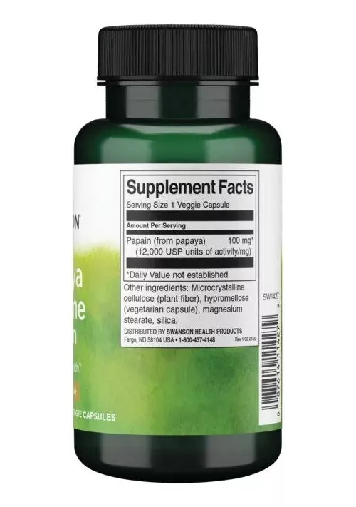 SUPLEMENTO ALIMENTICIO SWANSON PAPAYA ENZYME PAPAIN 100MG 90 CAPSULAS VEGETALES - 2