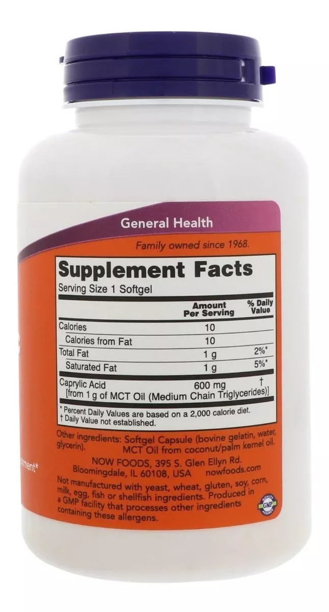 SUPLEMENTO ALIMENTICIO NOW FOODS CAPRYLIC ACID 600 MG X 100 SOFTGELS - 2