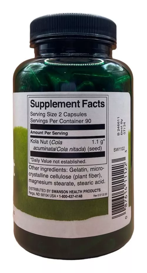 SUPLEMENTO ALIMENTICIO SWANSON KOLA NUT 550 MG 180 CAPSULAS - 2