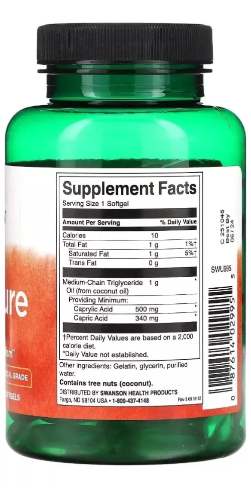 SUPLEMENTO ALIMENTICIO SWANSON MCT PURE 1000MG 90 SOFTGEL CAPSULAS - 2