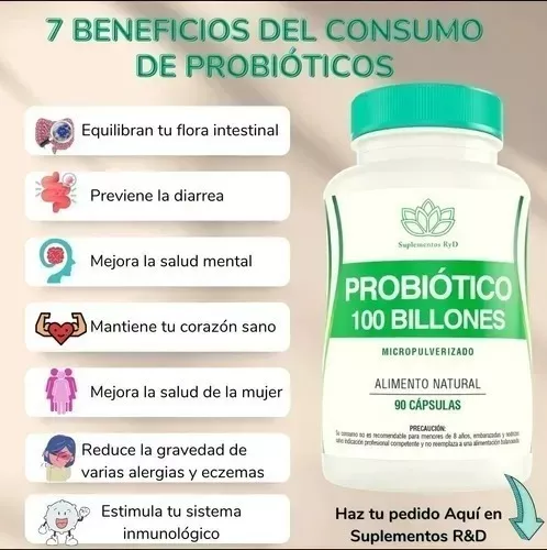 SUPLEMENTO ALIMENTICIO PROBIOTICO 100BILLONES 10CEPAS 90CAP VEGETAL RYD - 2