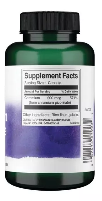PICOLINATO DE CROMO 200MCG 200CAP SWANSON - 2