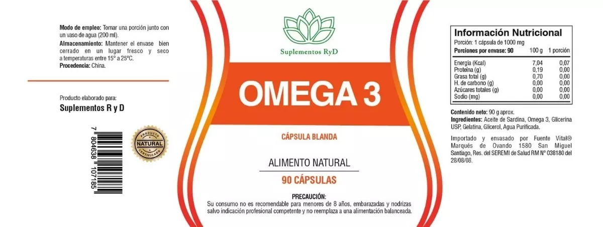 SUPLEMENTO ALIMENTICIO OMEGA 3 90CAP 1000MG RYD - 2