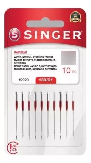 AGUJAS SINGER ® 2020 PUNTA REGULAR 130/21 PARA MÁQUINA NEGRO - 1