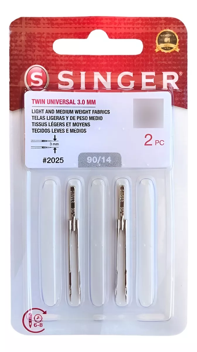 AGUJAS SINGER DOBLES ® 90/14 SET 2 UNIDADES NEGRO - 1